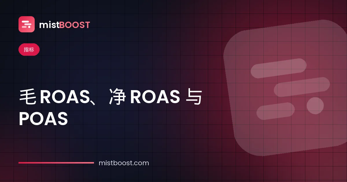 通过计算示例比较毛 ROAS、净 ROAS 和 POAS 公式