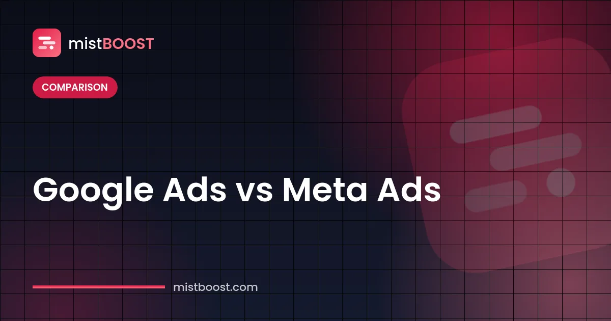 جدول مقارنة بين إعلانات جوجل Google Ads وإعلانات Meta فيسبوك وإنستغرام للشركات