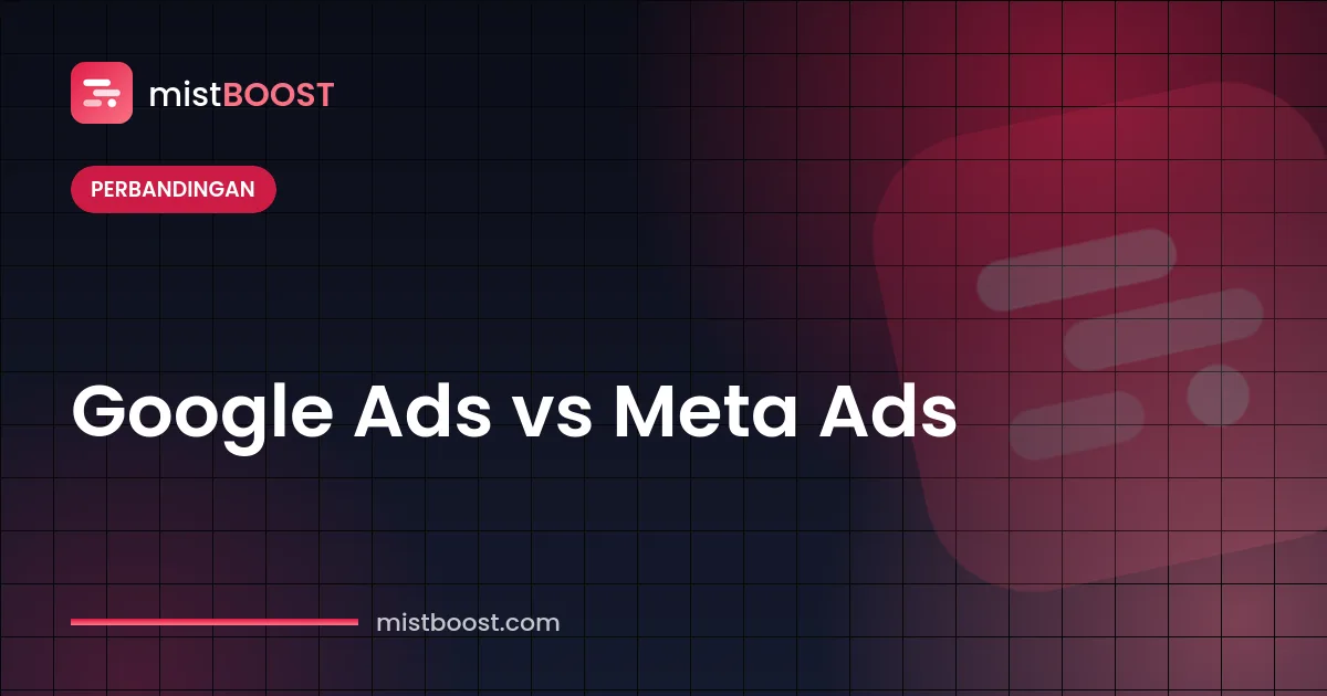 Tabel perbandingan Google Ads vs Meta Ads untuk bisnis