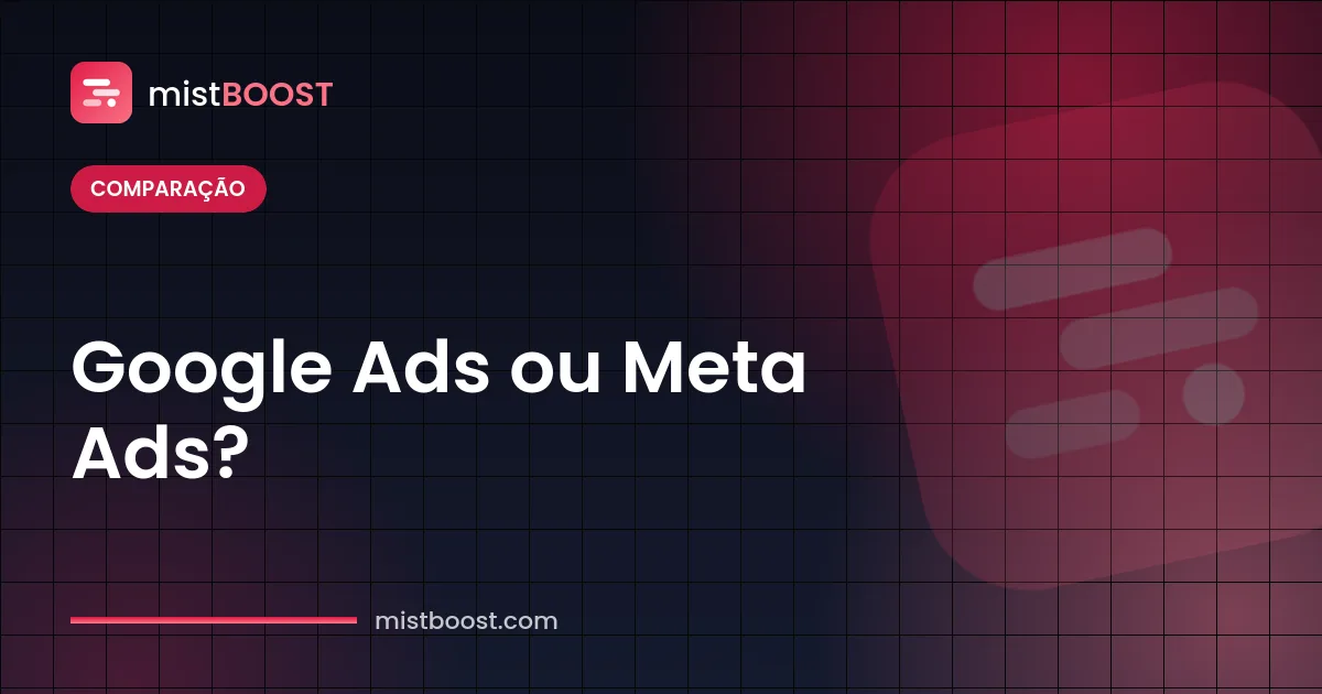 Tabela comparando Google Ads ou Meta Ads (Facebook e Instagram Ads) para empresas