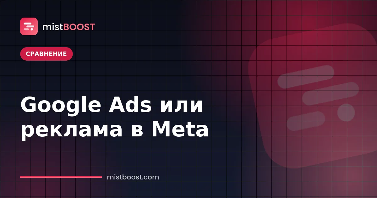 Таблица сравнения Google Ads и таргетированной рекламы в Meta для бизнеса