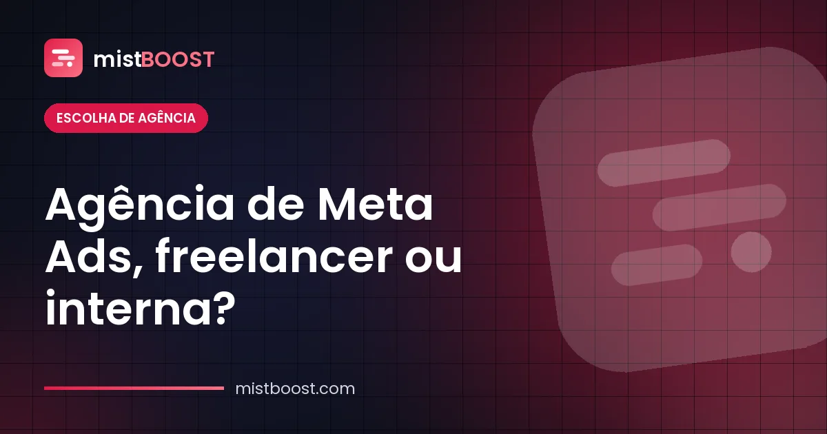 Comparação entre agência de Meta Ads, freelancer e equipe interna para anúncios no Facebook e Instagram